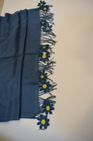 طرحة بكروشيه ورود اويا تركي ازرق