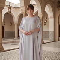 ثوب رمادى مطرز من لاجور حق رمضان