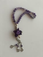 سبحة 33 عقيق برازيلي أزرق فيروزي مزينة بوردة أويا...