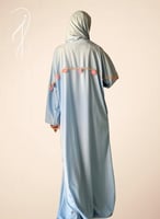 113006 شرشف صلاة سستة ازرق سماوي مزين بالكروشيه حل...