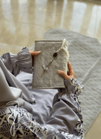 شرشف صلاة لف رسم باتيك رمادي الطرحة مثبتة