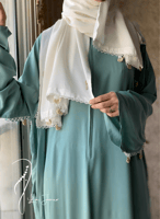 شرشف صلاة سحاب اخضر كروشيه يدوي و الطرحة منفصلة .