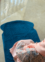 شرشف صلاة رسم باتيك لف وردي و ازرق سماوي و الطرحة...