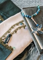 شرشف صلاة سستة أخضر مزين بالكروشيه و الورد الاويا