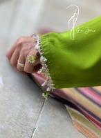 شرشف صلاة اويا ورد اخضر فستقي و الطرحة متصلة