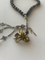 سبحة 33 عقيق برازيلي بني مزينة بوردة أويا كروشيه