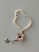 سبحة 33 وردي مزينة بوردة أويا كروشيه