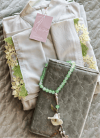 شرشف صلاة لف اخضر باستال مزين بأويا يدوي من لاجور