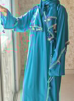 شرشف صلاة قطن بارد لف أزرق بالكروشيه من لاجور