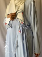 طقم شرشف صلاة كروشيه سماوي وسجادة و سبحة