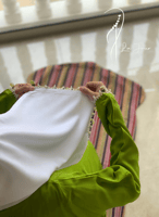 شرشف صلاة اويا ورد اخضر فستقي و الطرحة متصلة