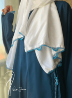 شرشف صلاة لف ازرق بترولي كروشيه يدوي طرحة مثبتة