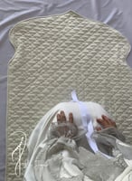 شرشف صلاة سستة ابيض ستان دانتيل رمادي