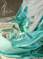 شرشف صلاة سستة اخضر مزين بالاويا اليدوي الفاخر