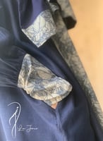 عباية كتان سحاب طرحة منفصلة ازرق