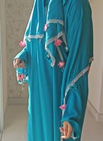 شرشف صلاة قطن بارد لف أزرق بالكروشيه من لاجور