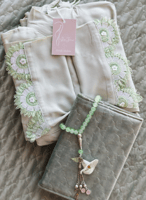 شرشف صلاة لف اخضر باستال مزين بأويا يدوي من لاجور