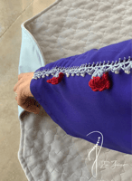 شرشف صلاة سحاب أزرق كحلي كروشيه يدوي أحمر