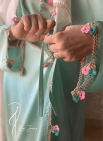 شرشف صلاة لف مرد كروشيه فاخر اخضر فستقي طرحة متصلة