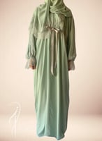 شرشف صلاة سستة دانتيل اخضر مع رمادي