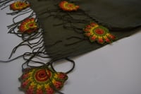 طرحة بكروشيه طاوس اويا تركي زيتي اخضر