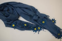 طرحة بكروشيه ورود اويا تركي ازرق