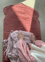 شرشف صلاة باتيك لف طرحة منفصلة وردي