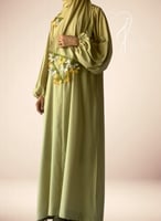 شرشف صلاة فستقي سستة اويا تركي يدوي والطرحة منفصلة