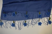 طرحة بكروشيه ورود اويا تركي ازرق