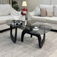 طاولة ضيافة متداخلة سطح زجاج أسود شفاف