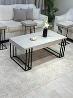 طقم طاولة ضيافة بديل رخام مع 4 طاولات خدمة – تصميم...