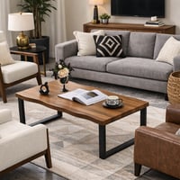 طاولة ضيافة سطح خشب بني - بتصميم أنيق وعملي