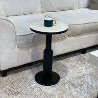 طقم طاولة ضيافة قاعدة خشب أسود سطح بديل الرخام مع...