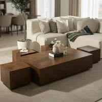 طقم طاولات ضيافة قشرة جوز الهند مع 4 طاولات خدمة ب...