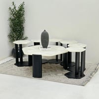 طقم طاولات 7قطع سطح بديل الرخام ملمس ناعم قاعده خش...