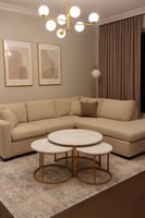 طقم طاولة 3 قطع سطح خشب ابيض بتصميم أنيق وعصري