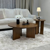 طقم طاولتين خشب سنديان لون بني - بتصميم أنيق