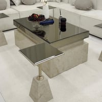 طقم طاولة ضيافة مع 4 خدمة بديل رخام