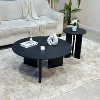 طقم طاولتين خشب سنديان لون أسود- بتصميم أنيق