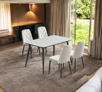 طاولة طعام سراميك 4+1 لون أبيض