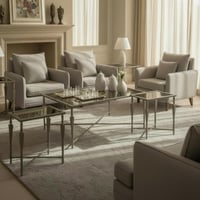 طقم طاولات سطح زجاج لون شمباني مع 4 خدمة #عروضات ش...