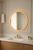مرآة دائرية بإضاءة LED محيطية –مقاس 80.80 سم
