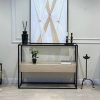 مدخل - كنسول دورين سطح زجاج شفاف مع بديل رخام(TL)