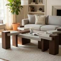 طقم طاولة ضيافة بني مع سطح بديل الرخام وسطح العلوي...