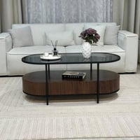 طاولة ضيافة قشر الجوز سطح زجاج اسود