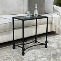 طقم طاولة تقديم مع 4 خدمة - تصميم زجاجي بإطار أسود...