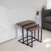 طقم طاولات خشب بني غامق 3قطع