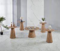 طقم طاولات ضيافة لون خشبي 5 قطع