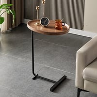 طاولة خدمة حديد أسود و سطح خشب بني - متعددة الألوا...