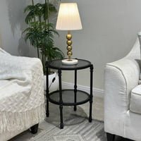 طقم طاولات ضيافة دورين حديد اسود زجاج اسود شفاف مع...